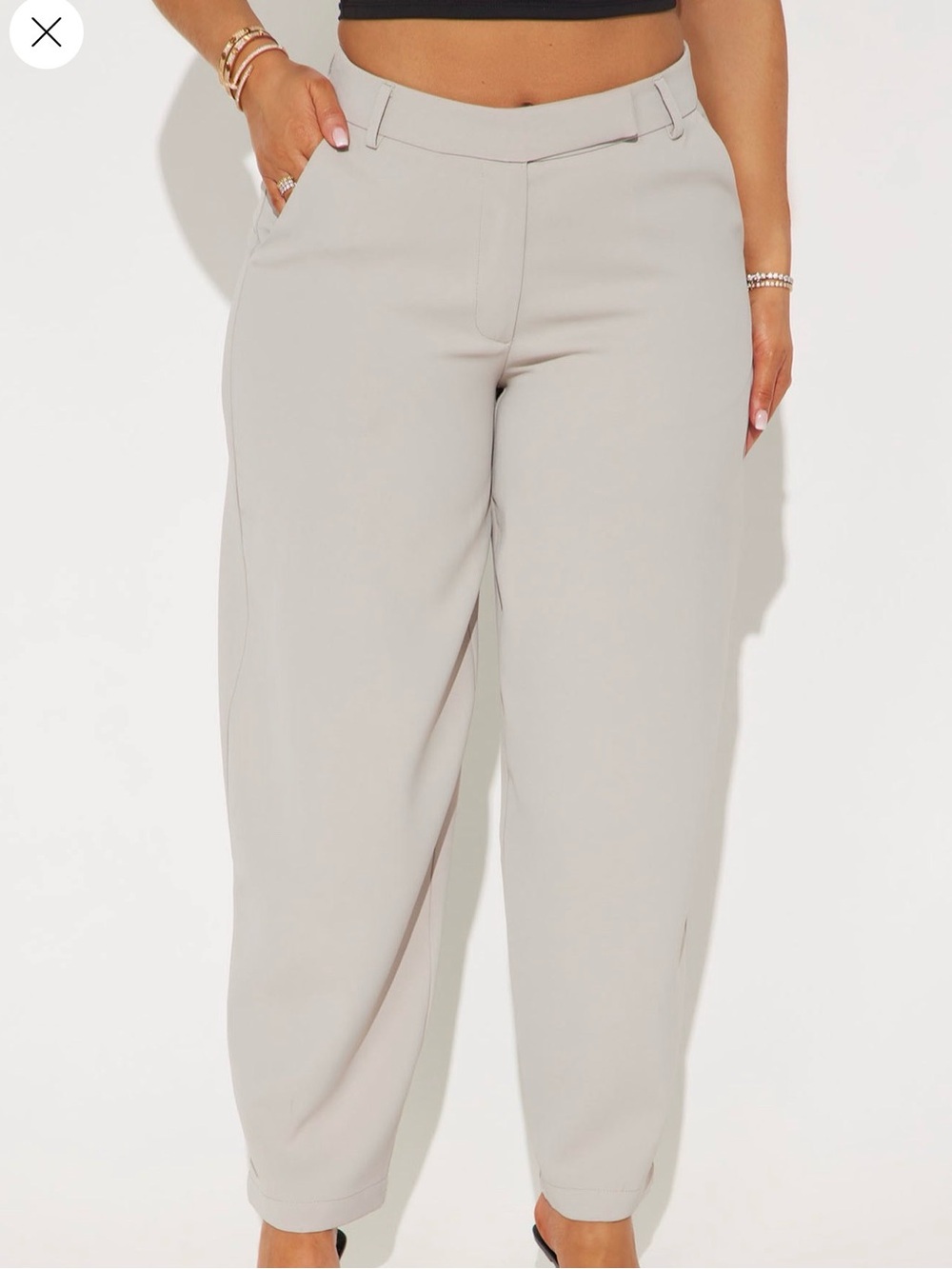 Fashion Nova Light Gray High-Waist Tailored Trousers